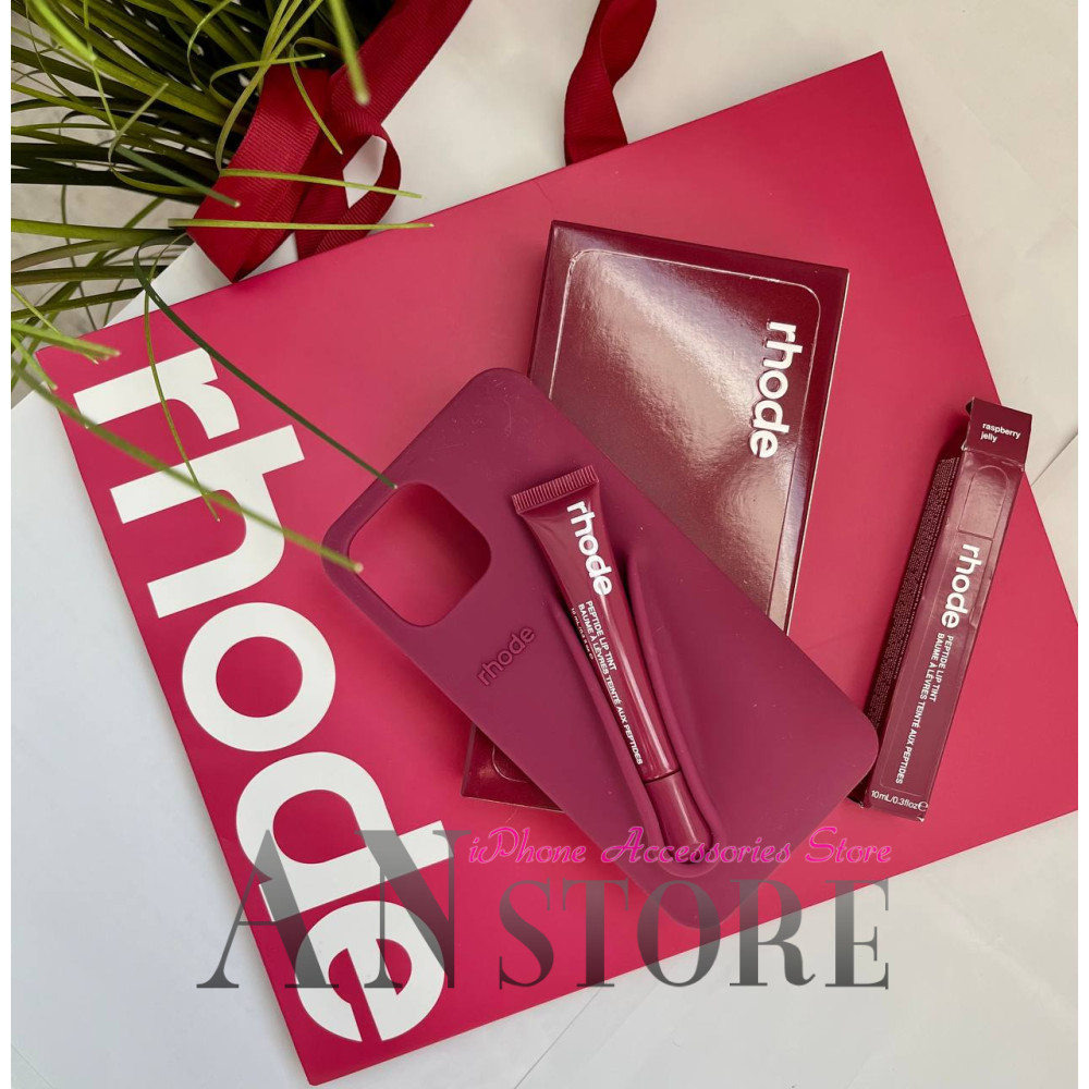 Чохол rhode на айфон 12 про з блиском  lip Case Raspberry Jelly 